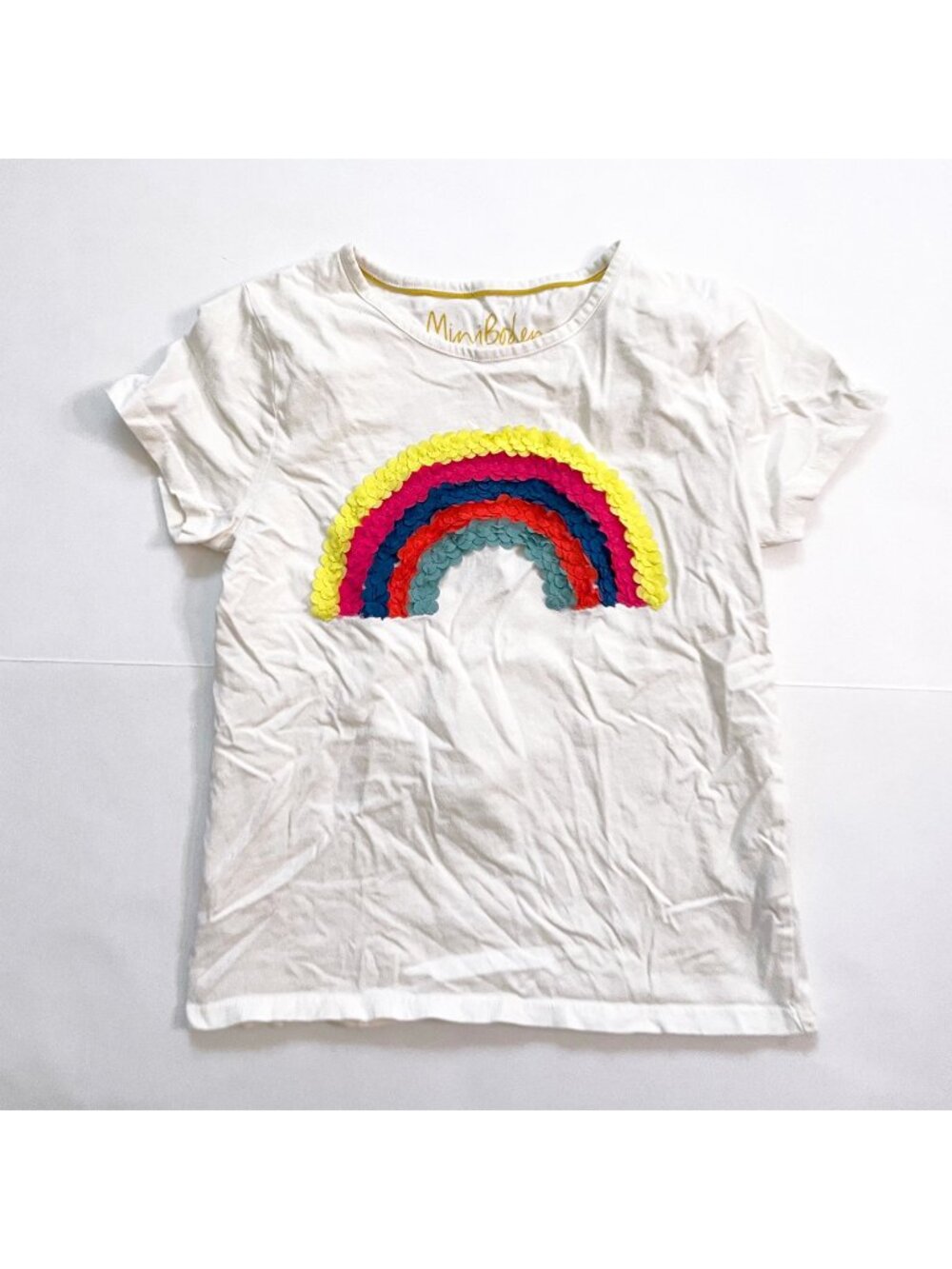 Mini Boden 3D Floral Rainbow Tee, Size 9/10